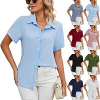 Polyester Women Short Sleeve Shirt & loose Solid PC