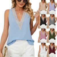 Polyester Tank Top & loose patchwork Solid PC