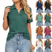 Rayon & Polyester Women Short Sleeve T-Shirts & loose & with pocket patchwork Solid PC