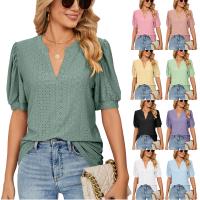 Rayon & Polyester Slim Women Short Sleeve T-Shirts & loose & hollow Solid PC