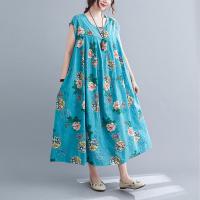 Cotton long style One-piece Dress large hem design & loose printed floral PC