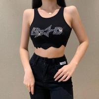 Cotton Crop Top Tank Top iron-on letter PC