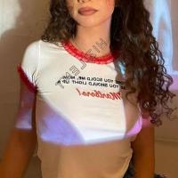 Poliestere Frauen Kurzarm T-Shirts Stampato Písmeno Bianco kus