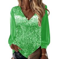 Polyester Women Long Sleeve Blouses & loose Sequin PC