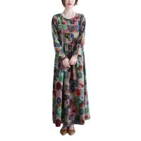 Cotton long style One-piece Dress slimming & loose printed floral PC