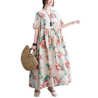 Polyester & Cotton long style One-piece Dress large hem design & loose printed shivering : PC