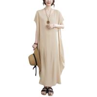 Polyester & Cotton long style One-piece Dress slimming & loose Solid : PC