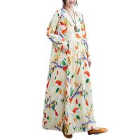 Polyester & Cotton long style One-piece Dress & loose printed abstract pattern PC