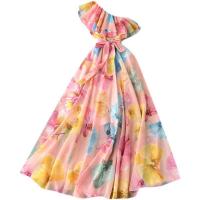 Chiffon Einteiliges Kleid, Gedruckt, Zittern, mehr Farben zur Auswahl,  Stück