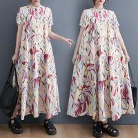 Polyester & Cotton One-piece Dress mid-long style & slimming & loose : PC