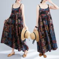 Polyester & Cotton long style One-piece Dress loose printed : PC