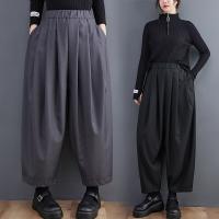 Polyester & Cotton Wide Leg Trousers Women Long Trousers loose Solid : PC