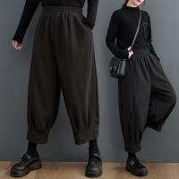Polyester & Cotton Wide Leg Trousers Women Long Trousers slimming & loose Solid black : PC