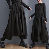 Polyester & Cotton Wide Leg Trousers Culottes loose Solid black : PC