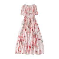 Polyester & Cotton long style & High Waist One-piece Dress slimming & loose printed shivering PC
