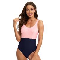 Polyamide & Nylon Quick Dry One-piece Swimsuit flexible & backless patchwork Solid PC