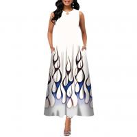 Polyester Plus Size & High Waist One-piece Dress large hem design printed PC