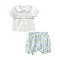 Baumwolle Baby-Kleidung-Set, Hosen & Nach oben, Zittern, hellblau,  Festgelegt