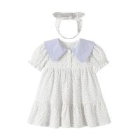 Cotton Baby Clothes Set & two piece headband & dress white Set