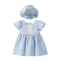 Cotton Baby Clothes Set & two piece Hat & dress shivering blue Set