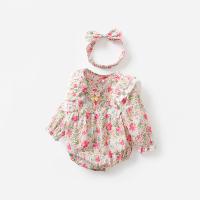 Katoen Baby kleding set Hoofdband & Teddy Rillen Roze Instellen
