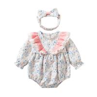 Katoen Baby kleding set Hoofdband & Teddy Rillen Blauwe Instellen