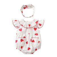 Cotton Baby Clothes Set irregular & two piece Cotton headband & teddy heart pattern Set