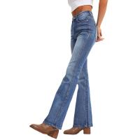 Viscose & Coton Jeans femmes Lavé Solide bleu profond pièce