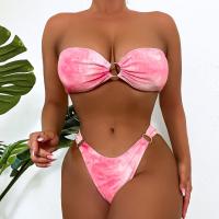 Polyester Bikini Tie-dye Roze Instellen