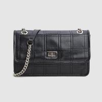 PU Leather Box Bag Shoulder Bag with chain black PC