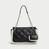PU Leather Bag Suit with chain & two piece Argyle black PC