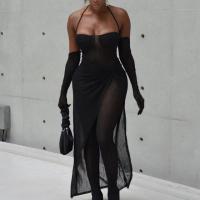 Polyester Vrouwen Casual Set Jumpsuit & Rok Lappendeken Solide Zwarte Instellen