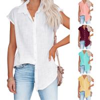 Cotton Linen Women Short Sleeve Shirt & loose Solid PC