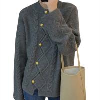 Acrylic Women Cardigan slimming & thermal patchwork Solid : PC