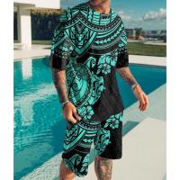 Polyester Plus Size Men Casual Set & two piece short & top printed Set