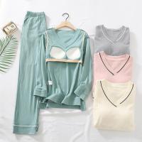 Cotton Women Pajama Set & padded patchwork Solid PC