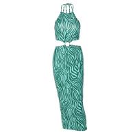 Lait Silk Sexy Package Robes hip Imprimé Vert pièce