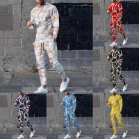 Polyester Mannen Casual Set Lange broek & Boven Afgedrukt meer kleuren naar keuze Instellen