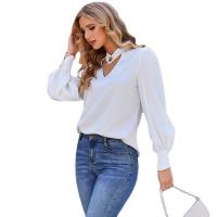 Polyester Women Long Sleeve Shirt & loose patchwork Solid PC