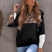 Polyester Women Sweatshirts & loose printed leopard PC