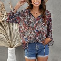 Polyester Women Long Sleeve Blouses slimming printed PC