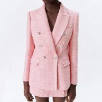 Polyester Women Suit Coat slimming patchwork pink PC