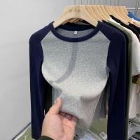Polyester T-shirt femme à manches longues Patchwork plus de couleurs pour le choix pièce
