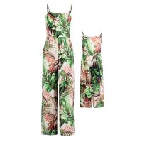 Polyester Parent-child Jumpsuits printed Plant green PC