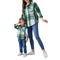 Polyester Parent-child Shirt & loose printed plaid :XL PC