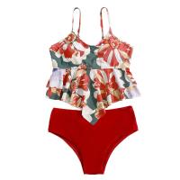 Polyester Tankinis Set backless & two piece printed floral Set
