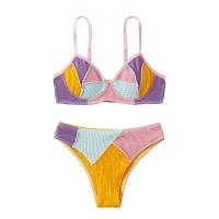 Polyester High Waist Bikini flexible & backless & two piece patchwork Others mixed colors Set