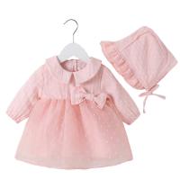 Cotton Slim Girl One-piece Dress & two piece Crawling Baby Suit & Hat patchwork Set