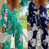 Polyester Foot-flat & Slim Long Jumpsuit printed Solid PC