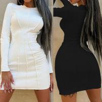 Polyester Waist-controlled & Slim & High Waist Sexy Package Hip Dresses patchwork Solid PC